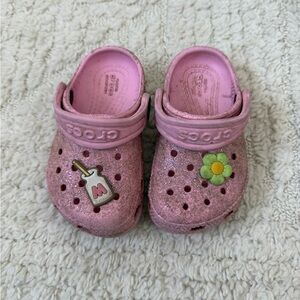 CROCS Kids Glittery Pink Shoes size C6